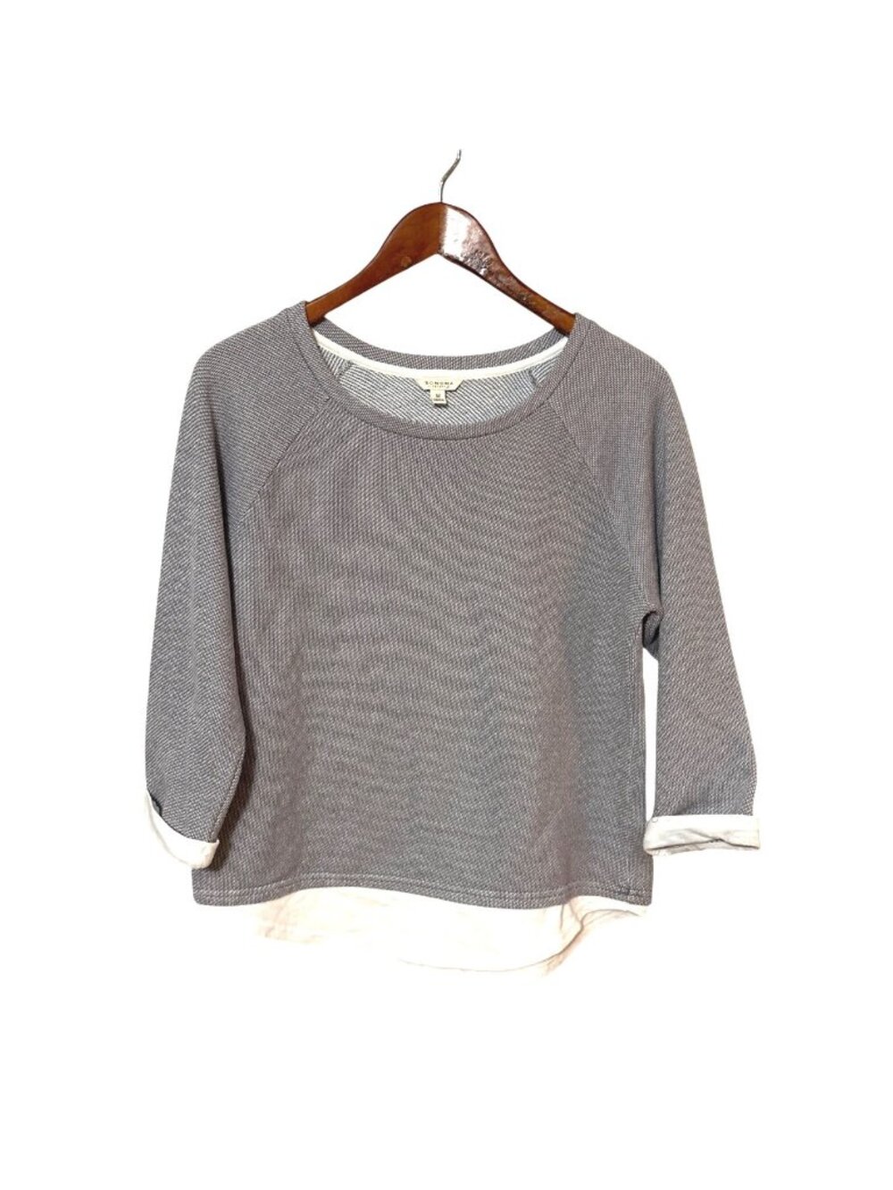 Sonoma‎ Lifestyle Womens Gray & White Striped Knit Top Medium Lounge
